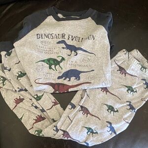 Dinosaur Evolution Kids Pajamas - Gray with Multicolor Dinosaurs-big kid size 12